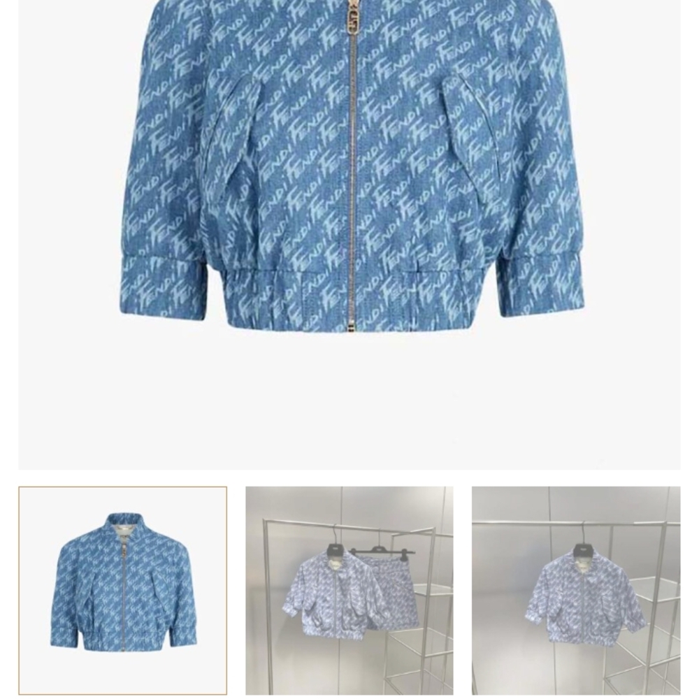 Fendi Light Blue Monogram Jacket